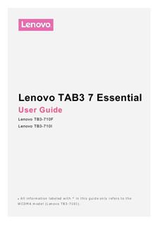 Lenovo Tab 3 7 Essential manual. Smartphone Instructions.